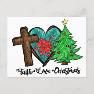 Postal Navidades de amor por la fe Jesús Feliz feriado Sa