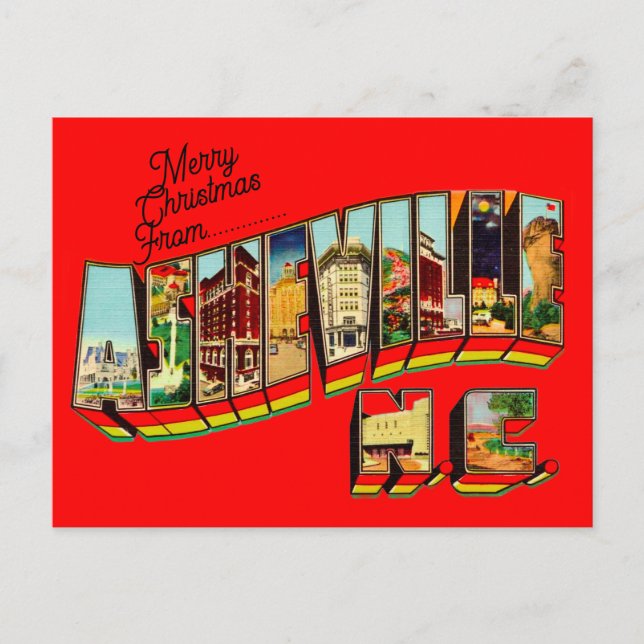 Postal Navidades de Asheville NC (Anverso)
