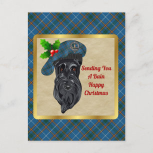 Postal Navidades de Bain Clan Badge y Tartan