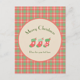 Postal Navidades de base roja de Plaid