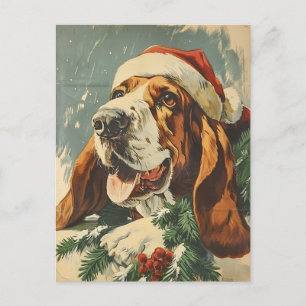 Postal Navidades de Basset Hound