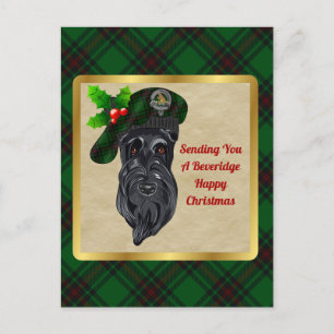 Postal Navidades de Beveridge Clan Badge y Tartan