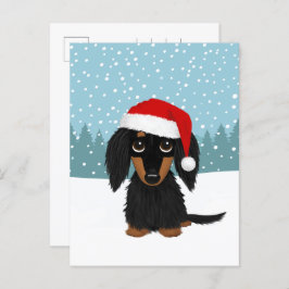 Postal Navidades de Black and Tan Dachshund Mascota Perso