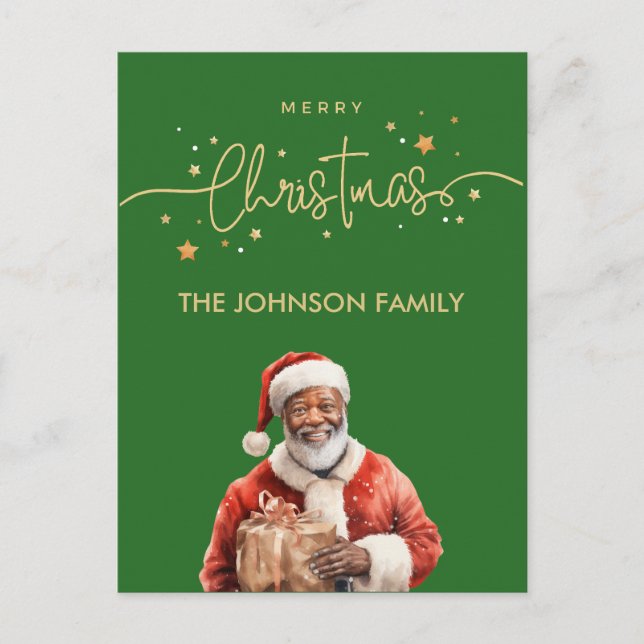 Postal Navidades de Black Santa Claus de Estados Unidos (Anverso)