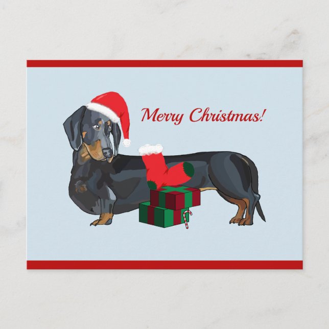 Postal Navidades de Blank Santa Dachshund (Anverso)
