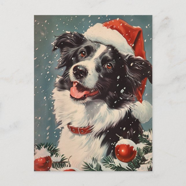 Postal Navidades de Border Collie (Anverso)
