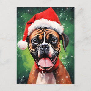 Postal Navidades de Boxer de Alemania pinchan arte