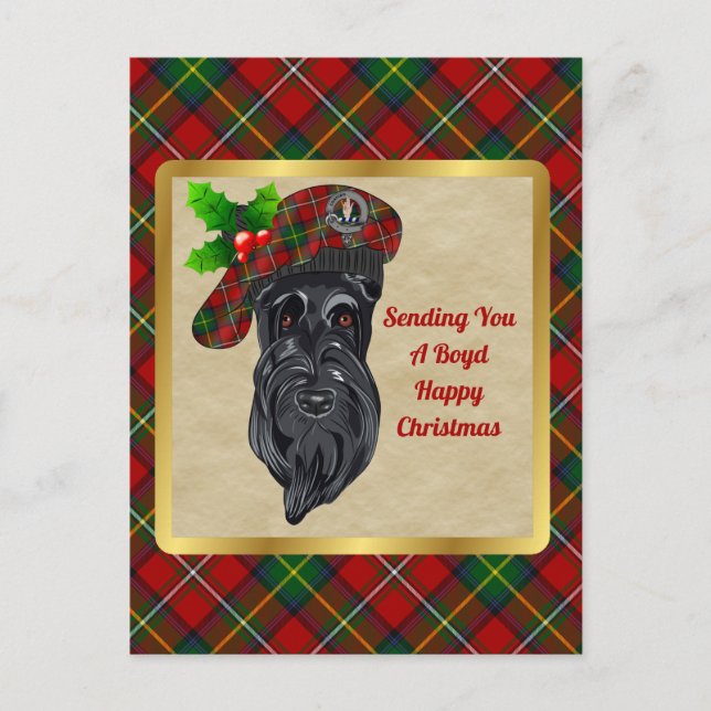 Postal Navidades de Boyd Clan Badge y Tartan (Anverso)