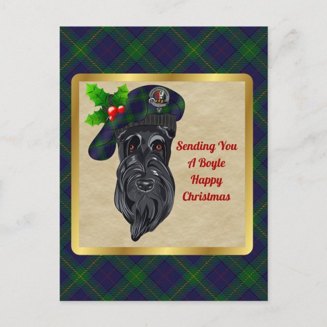 Postal Navidades de Boyle Clan Badge y Tartan (Anverso)