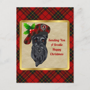 Postal Navidades de Brodie Clan Badge & Tartan