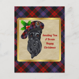 Postal Navidades de Broun/Brown Clan Badge y Tartan