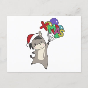 Postal Navidades de burros machacan animales de invierno