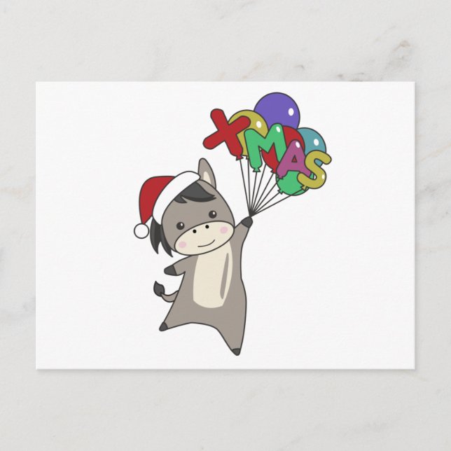 Postal Navidades de burros machacan animales de invierno (Anverso)