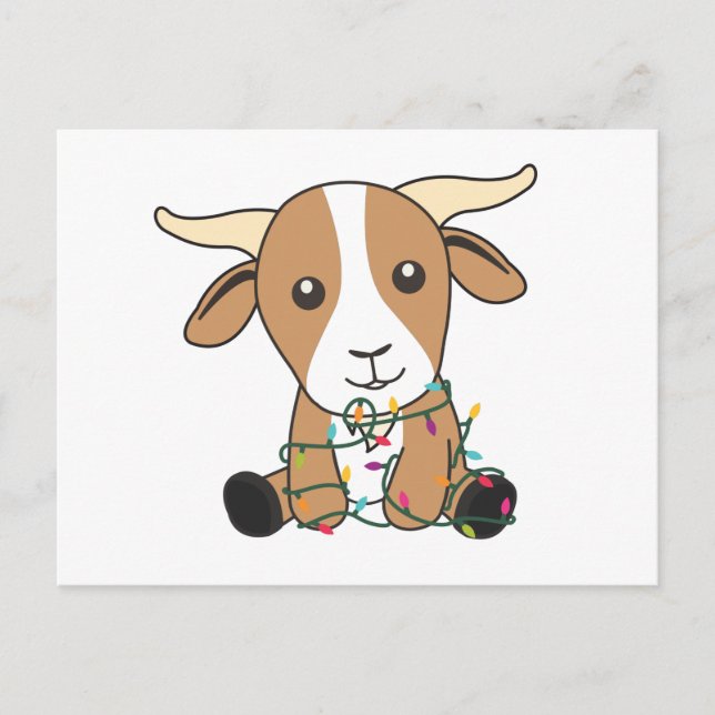 Postal Navidades de cabra cabras animales de invierno pos (Anverso)