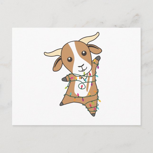 Postal Navidades de cabras animales de invierno (Anverso)