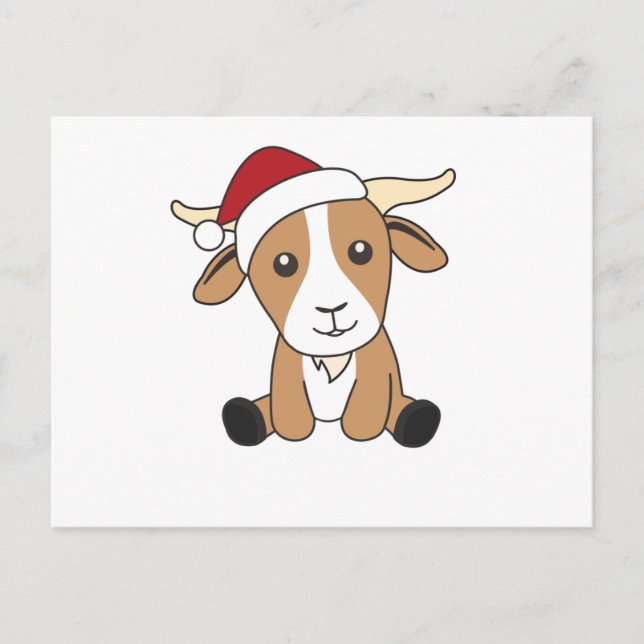 Postal Navidades de cabras animales de invierno (Anverso)