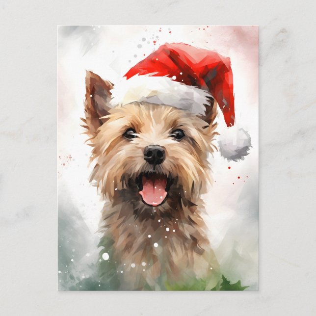 Postal Navidades de Cairn Terrier pinchan arte (Anverso)