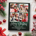 Postal Navidades de caligrafía divertida Green Wood 4 Pho<br><div class="desc">Moderna caligrafía divertida guión Feliz Navidad 4 tarjeta postal de vacaciones - Rústico País Madera Verde</div>