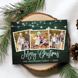 Postal Navidades de caligrafía Luz verde de madera 3 Foto