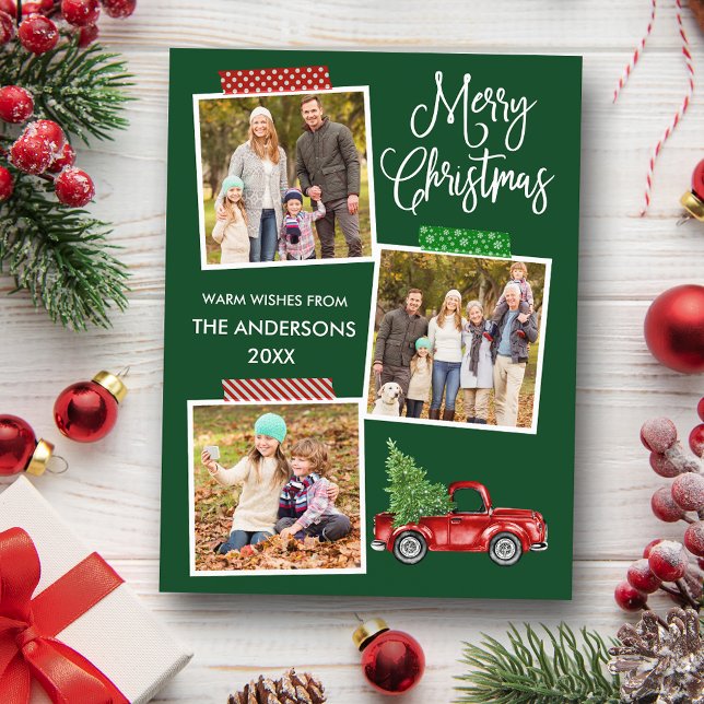 Postal Navidades de Camión Crucero de Cinta de Caligrafía (Customize to change your personalized text size or text style.)