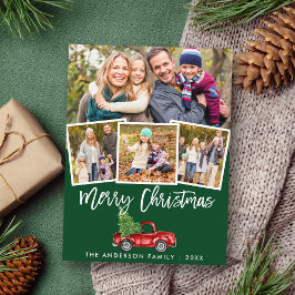 Postal Navidades de Camión de Vintage con guión de pincel