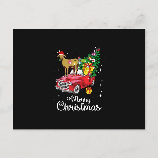 Postal Navidades de Camión Rojo en Cabra (Anverso)
