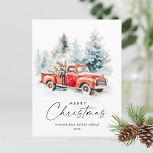 Postal Navidades de Camión Rojo Retro saludan a la empres