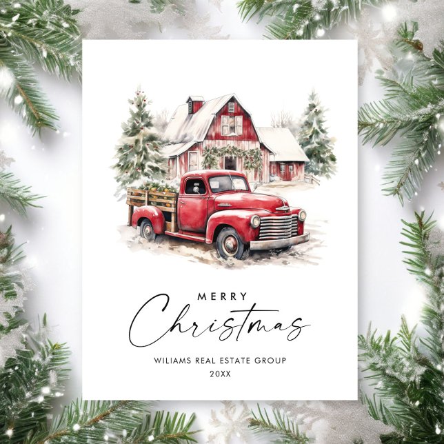 Postal Navidades de Camión Rojo Retro saludan a la empres (Subido por el creador)