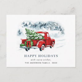 Postal Navidades de Camión Rojo Retro saludan feriado