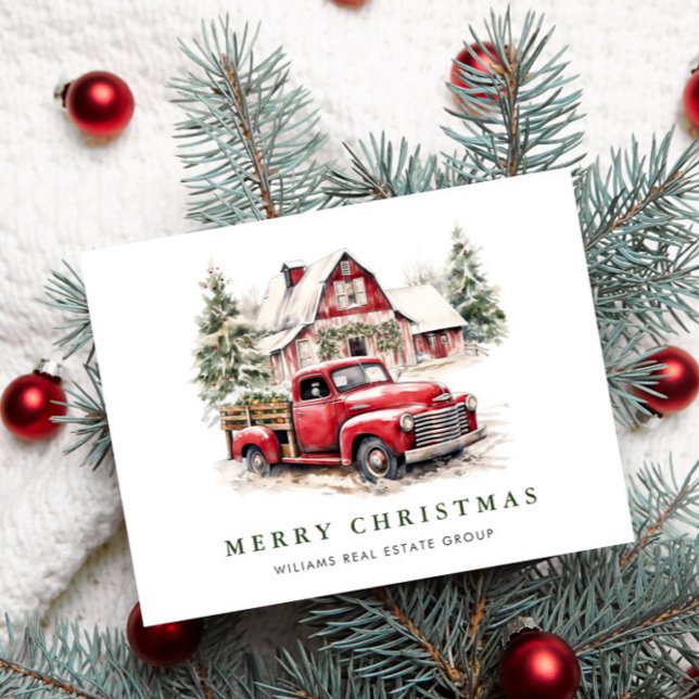 Postal Navidades de Camión Rojo Retro saludan feriado (Subido por el creador)