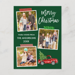 Postal Navidades de Camiones Rojos de Cinta de Guión de P