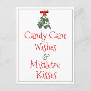Postal Navidades de Candy Cane Wishes & Mistletoe Kisses