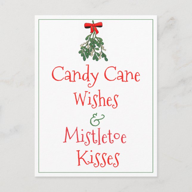 Postal Navidades de Candy Cane Wishes & Mistletoe Kisses (Anverso)