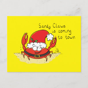 Postal Navidades de cangrejo callejero graciosos vacacion