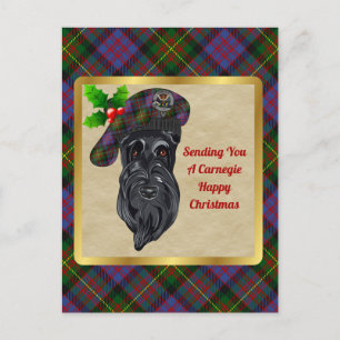 Postal Navidades de Carnegie Clan Badge y Tartan