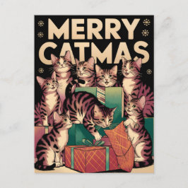 Postal Navidades de Cat Lover Funny Vintage