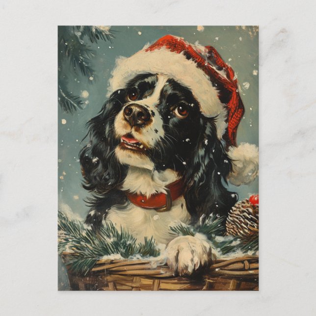 Postal Navidades de Cavalier King Charles Spaniel (Anverso)