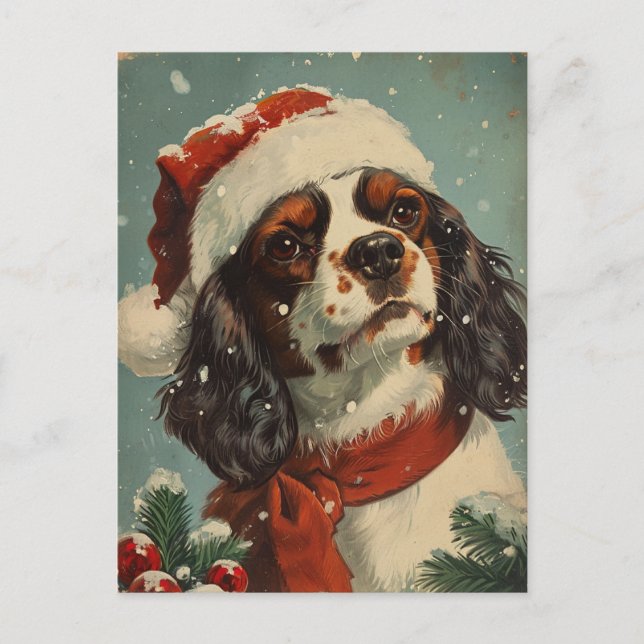 Postal Navidades de Cavalier King Charles Spaniel (Anverso)