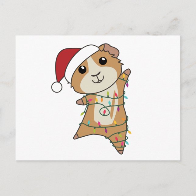 Postal Navidades de cerdos de Guinea Animales de Invierno (Anverso)