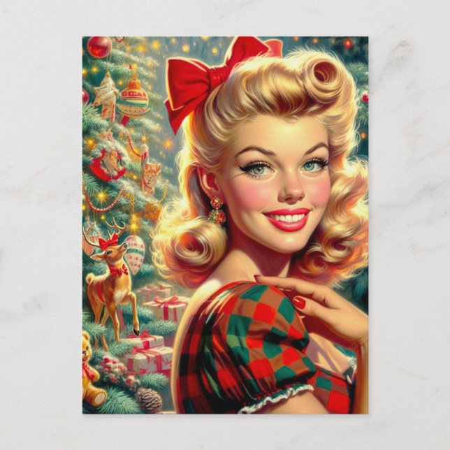 Postal Navidades de Chicas de Cute Retro (Anverso)