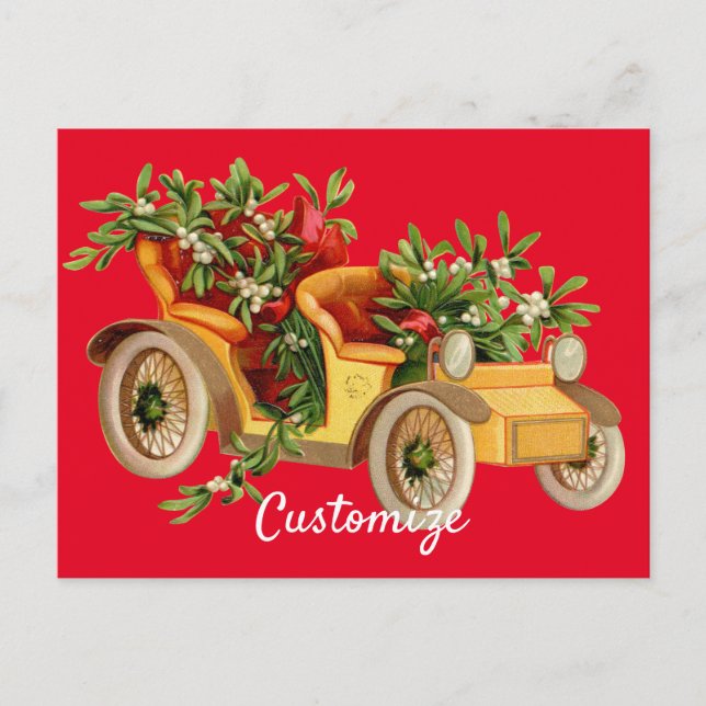Postal Navidades de coches de época Mistletoe Thunder_Cov (Anverso)