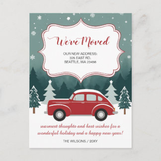 Postal Navidades de coches rojos hemos movido la Invitaci
