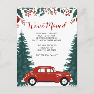 Postal Navidades de coches rojos hemos movido la Invitaci