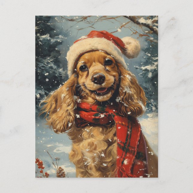 Postal Navidades de Cocker Spaniel (Anverso)