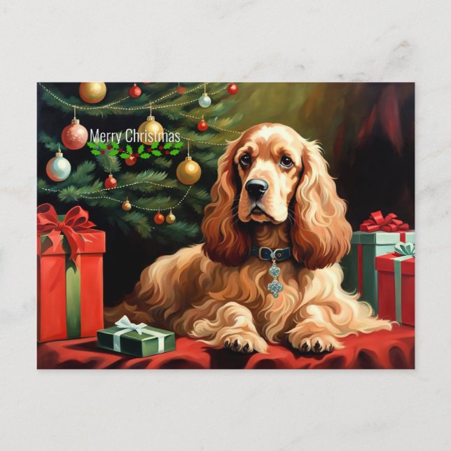 Postal Navidades de Cocker Spaniel (Anverso)