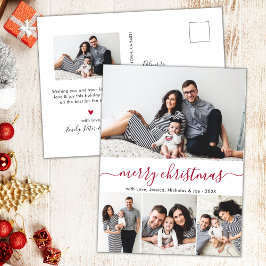 Postal Navidades de Collage de fotos de guiones rojos