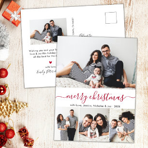 Postal Navidades de Collage de fotos de guiones rojos