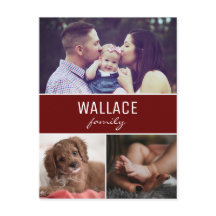 Navidades de Collage de fotos rojo personalizado