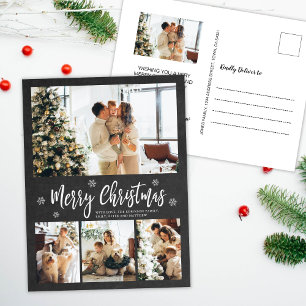 Postal Navidades de Collage de fotos Rustic Chalkboard 4