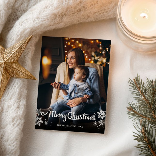 Postal Navidades de copos de nieve con escritura blanca (Subido por el creador)